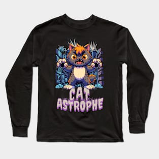 Cat astrophe in the city Long Sleeve T-Shirt